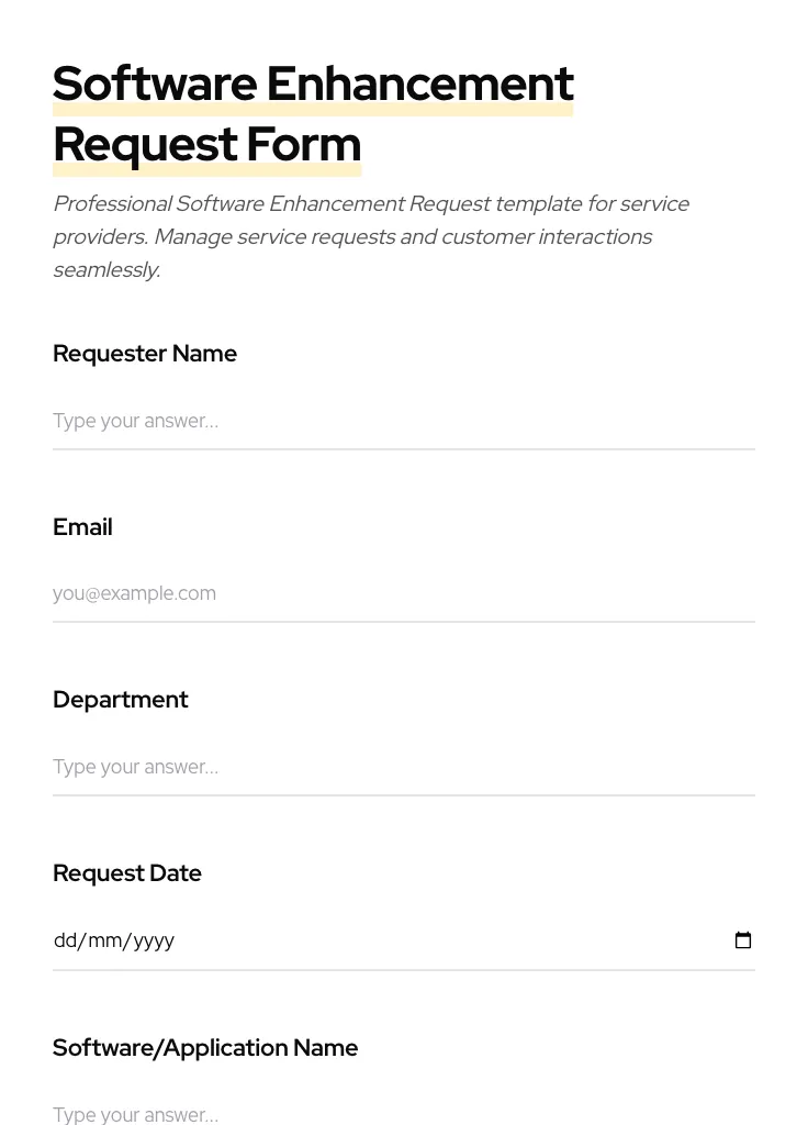 Software Enhancement Request preview