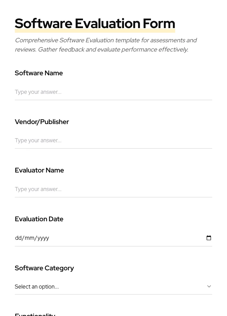 Software Evaluation preview