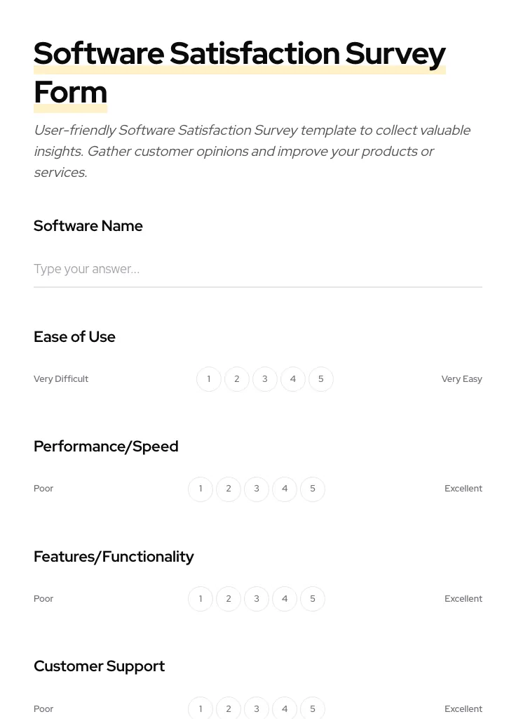 Software Satisfaction Survey preview