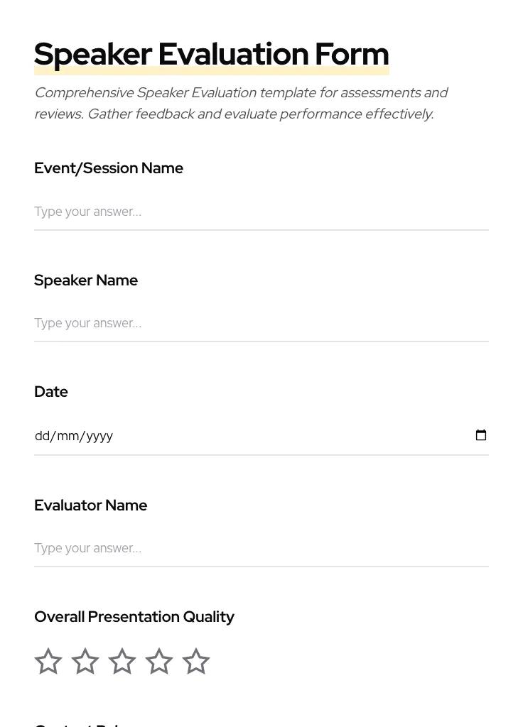 Speaker Evaluation preview