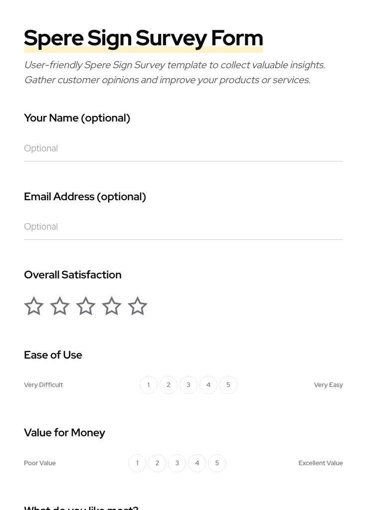 Spere Sign Survey preview