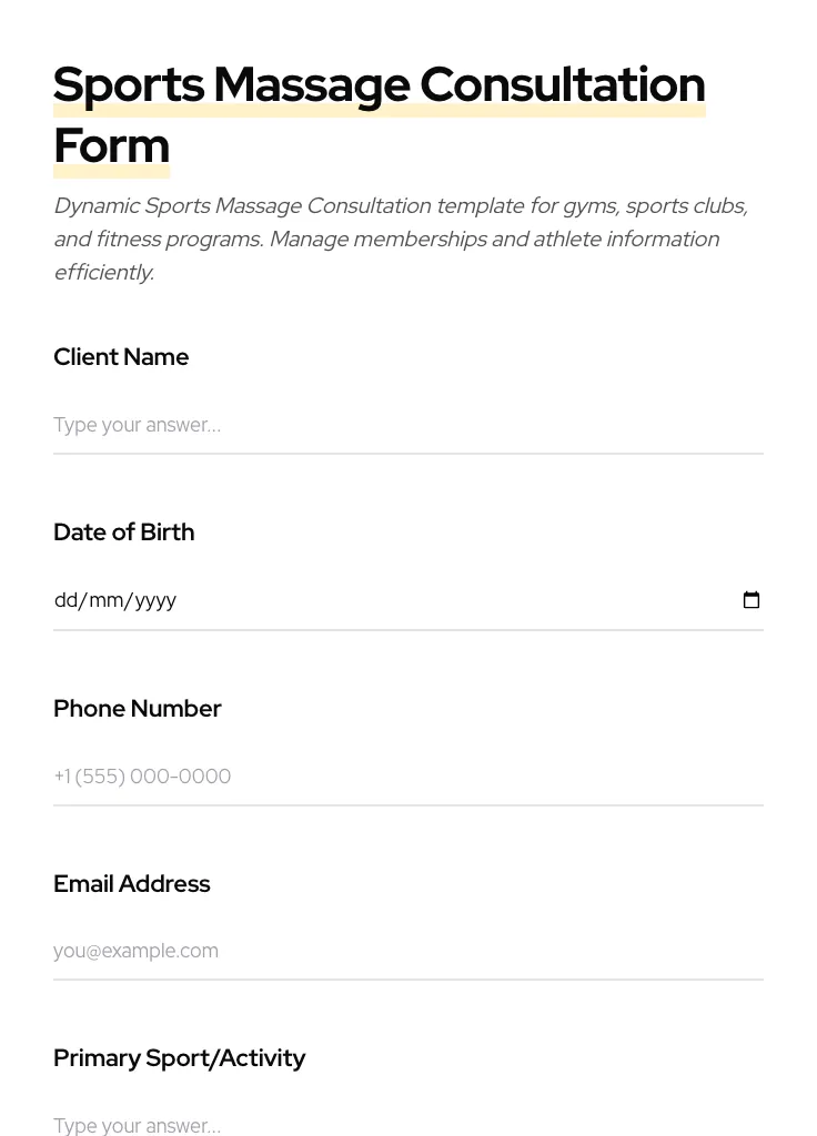 Sports Massage Consultation preview