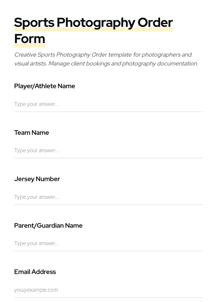 Sports Photography Order preview