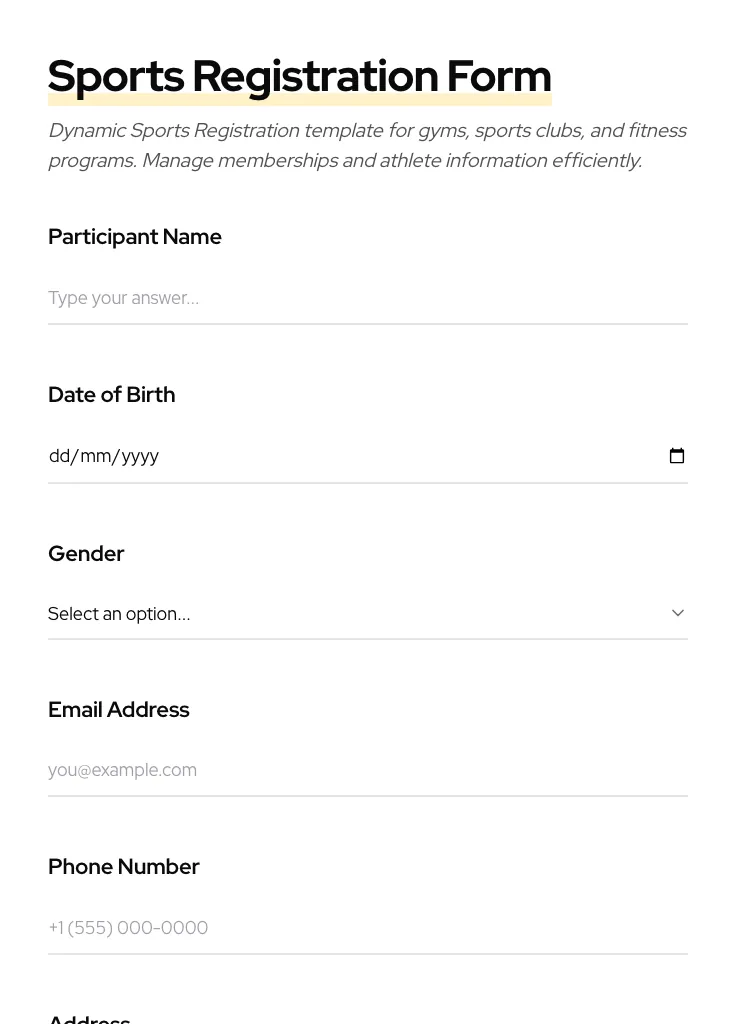 Sports Registration preview