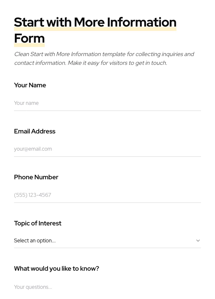Start with More Information preview