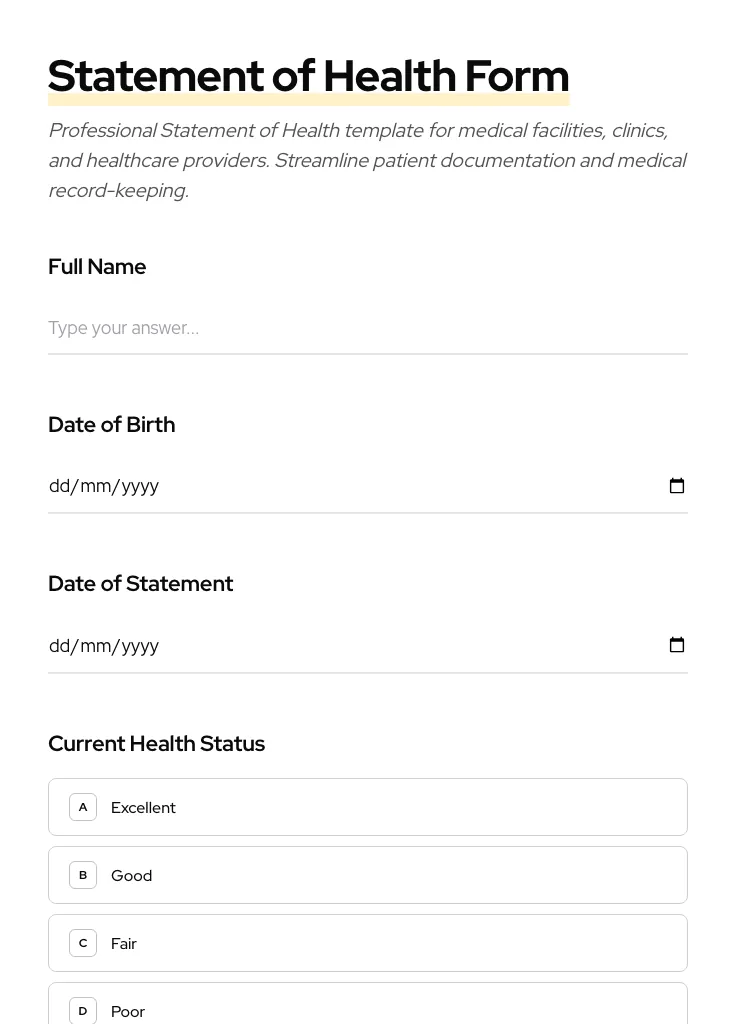 Statement of Health preview