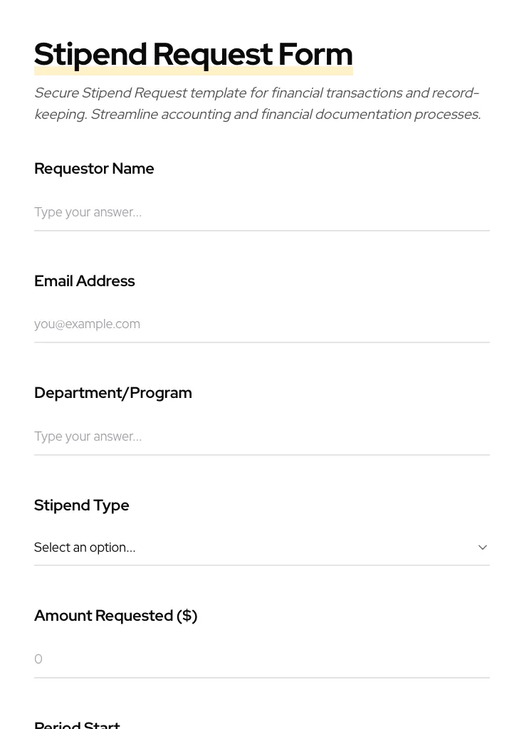 Stipend Request preview