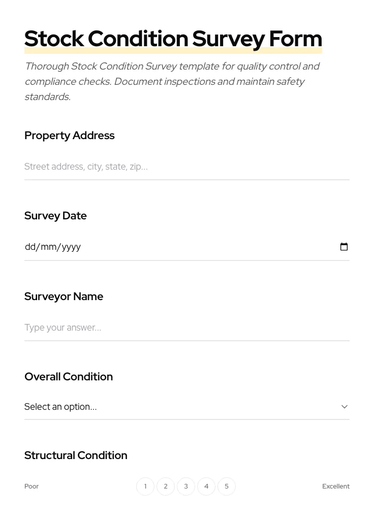 Stock Condition Survey preview