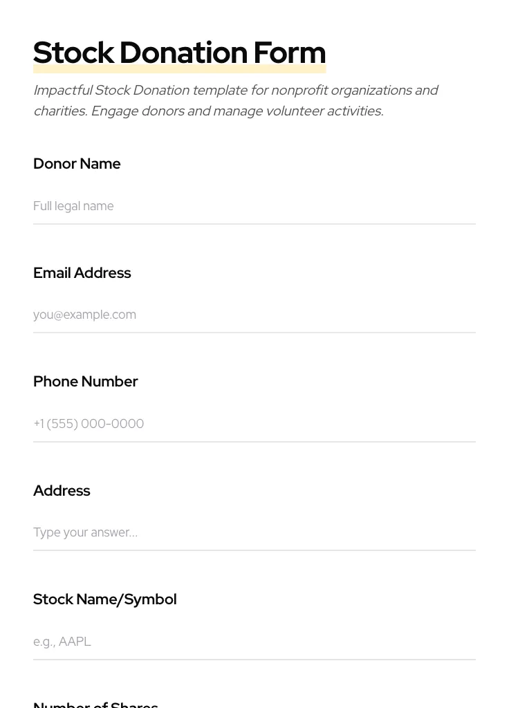 Stock Donation preview