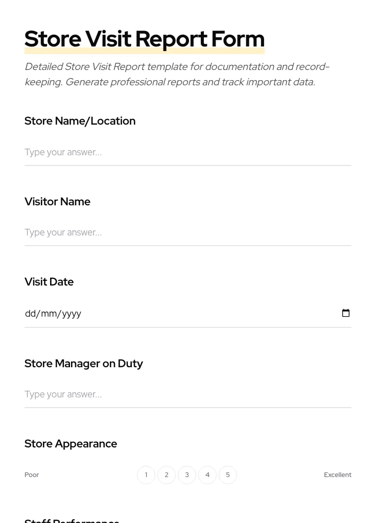Store Visit Report preview