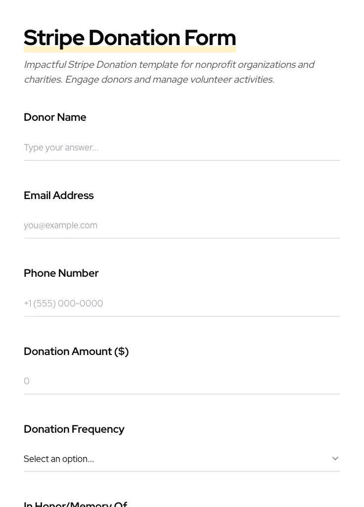 Stripe Donation preview