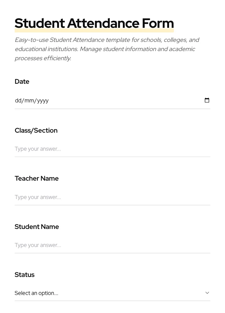 Student Attendance preview