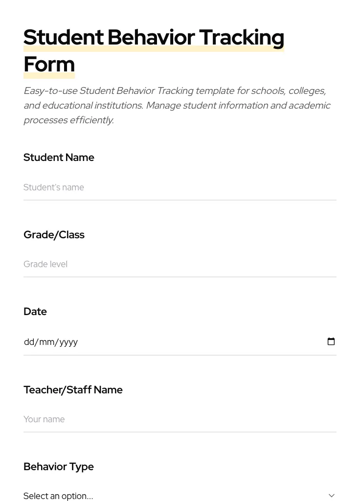Student Behavior Tracking preview