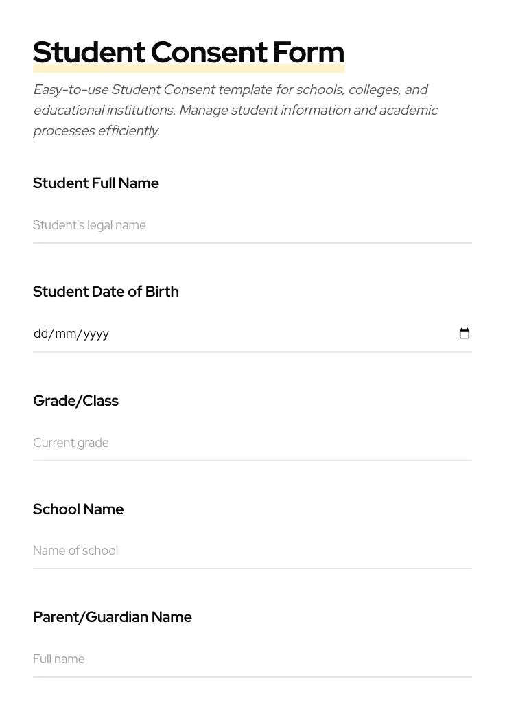 Student Consent preview