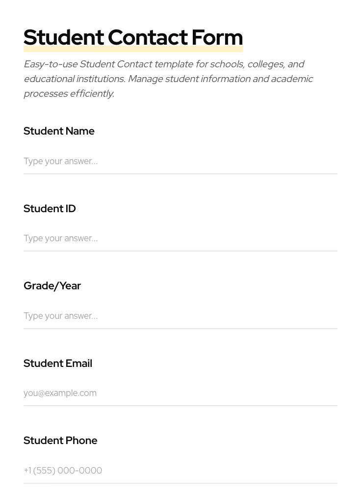 Student Contact preview