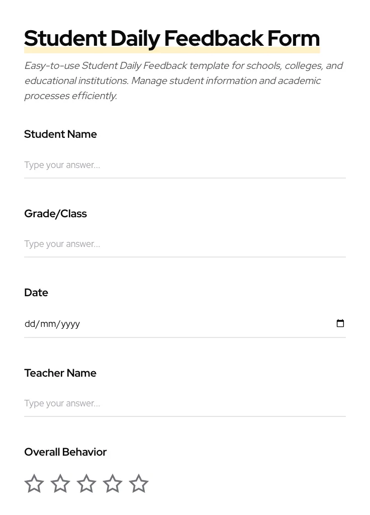 Student Daily Feedback preview