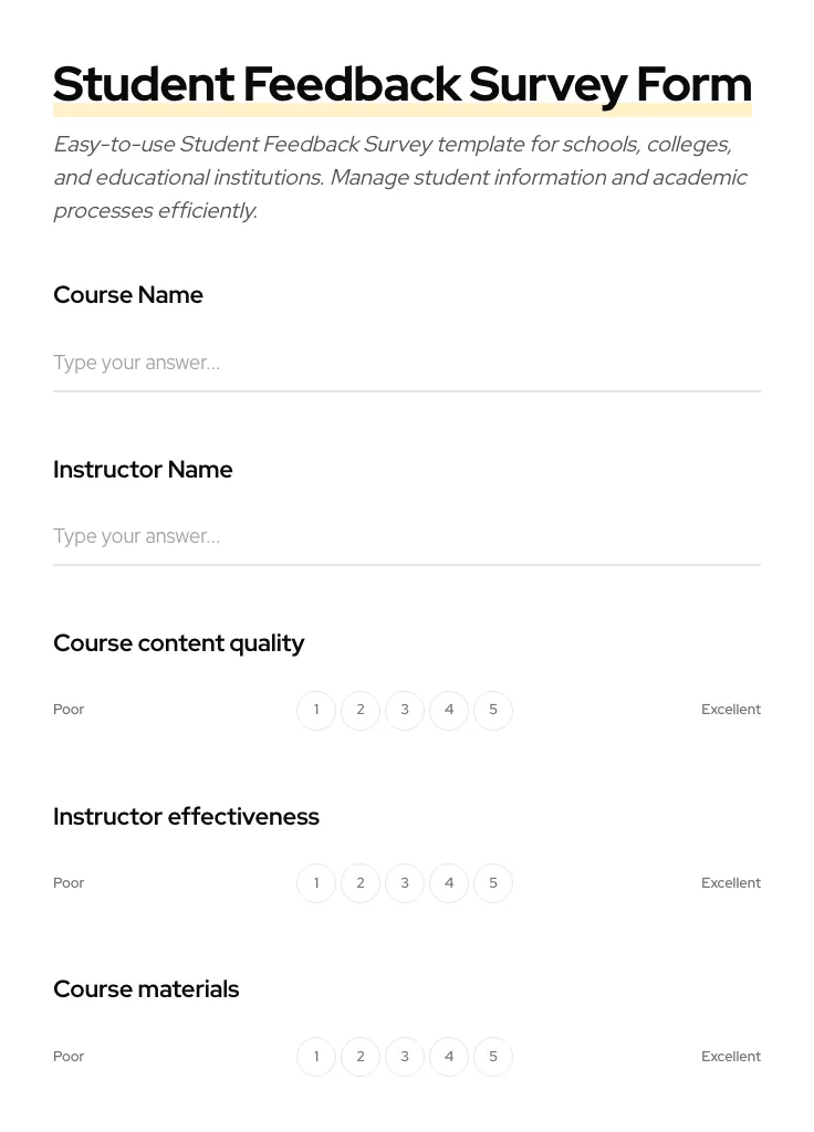 Student Feedback Survey preview