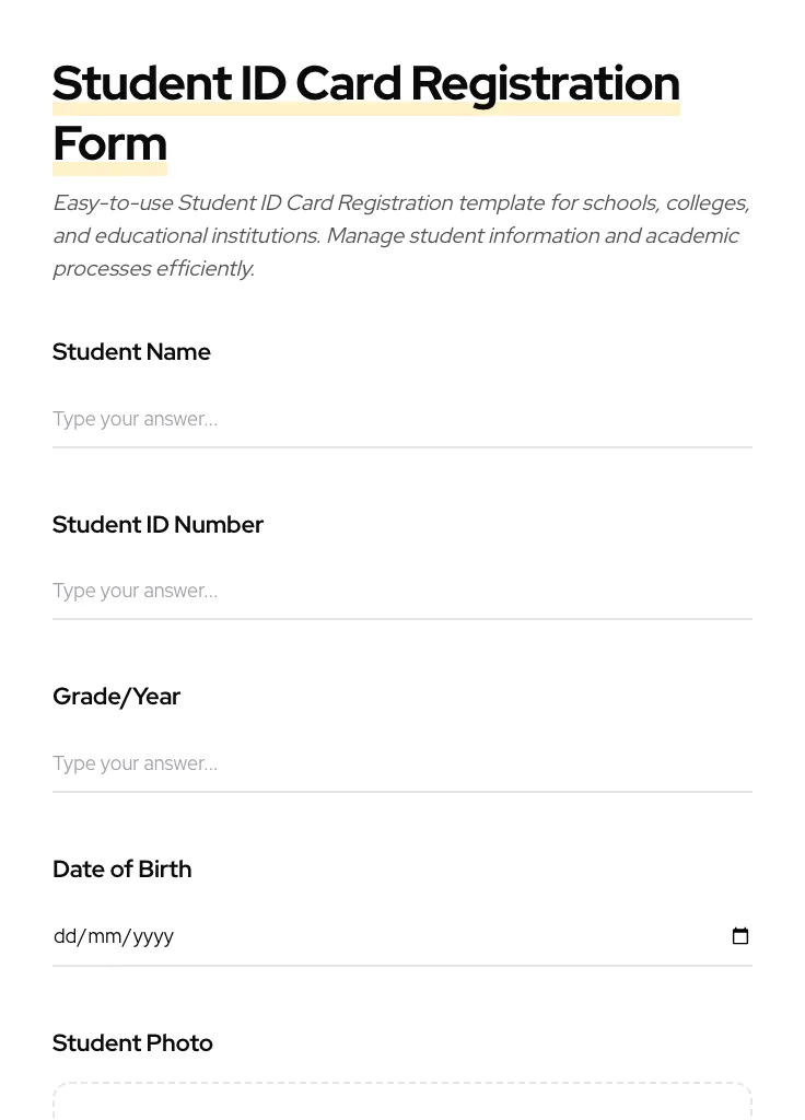 Student ID Card Registration preview