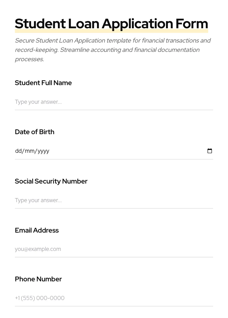 Student Loan Application preview