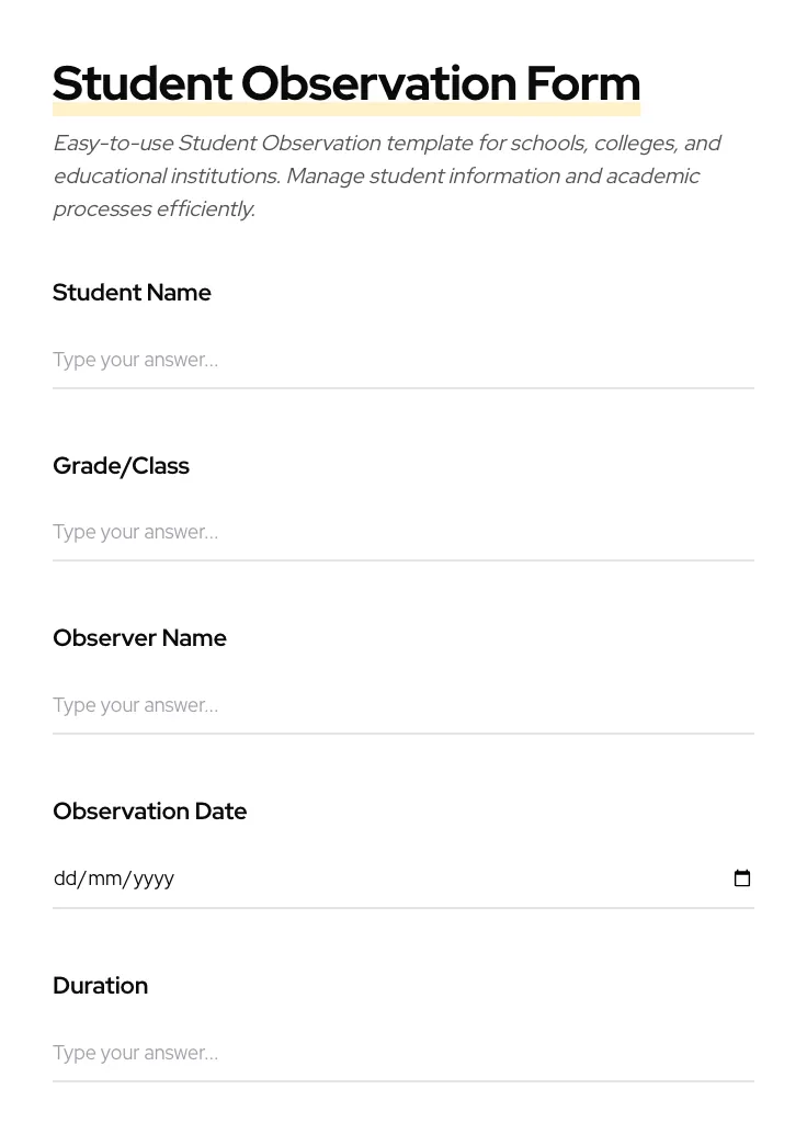 Student Observation preview