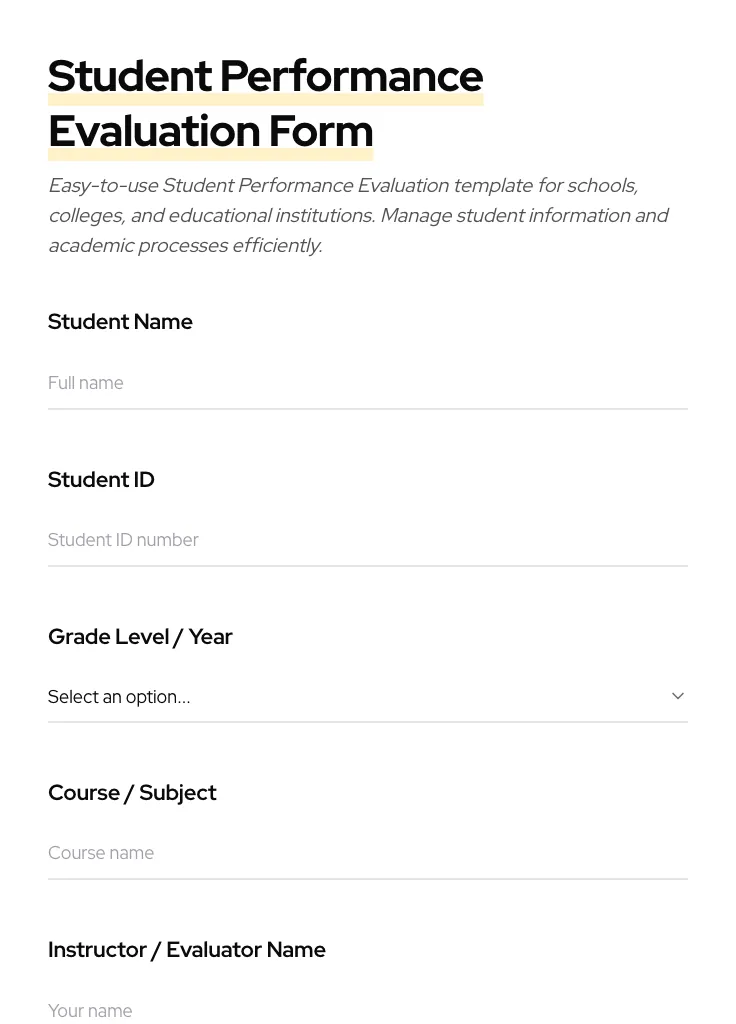 Student Performance Evaluation preview
