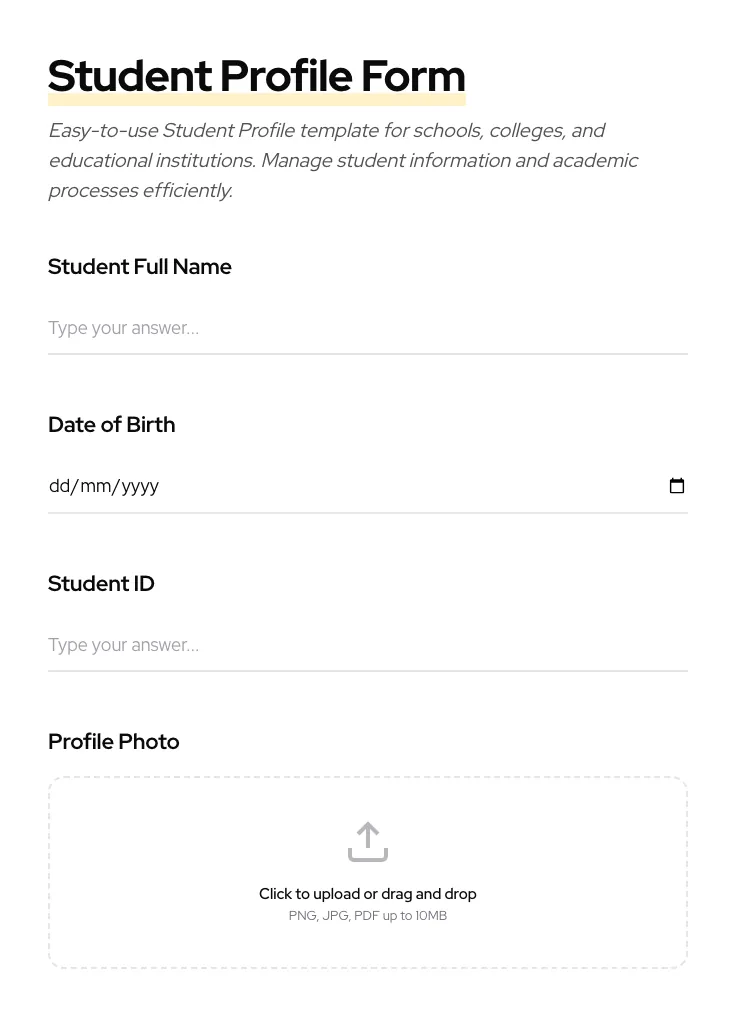Student Profile preview