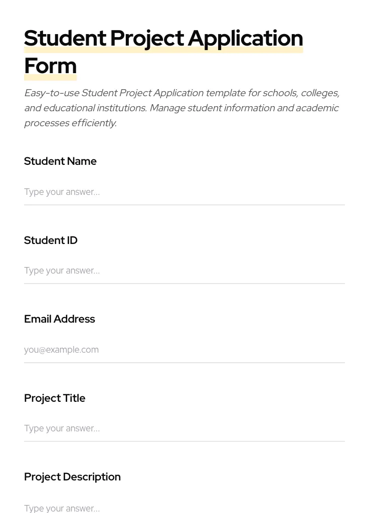 Student Project Application preview