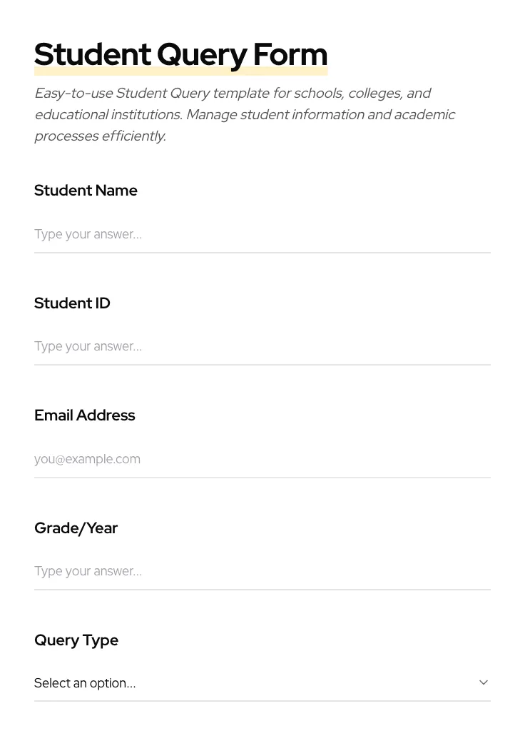 Student Query preview