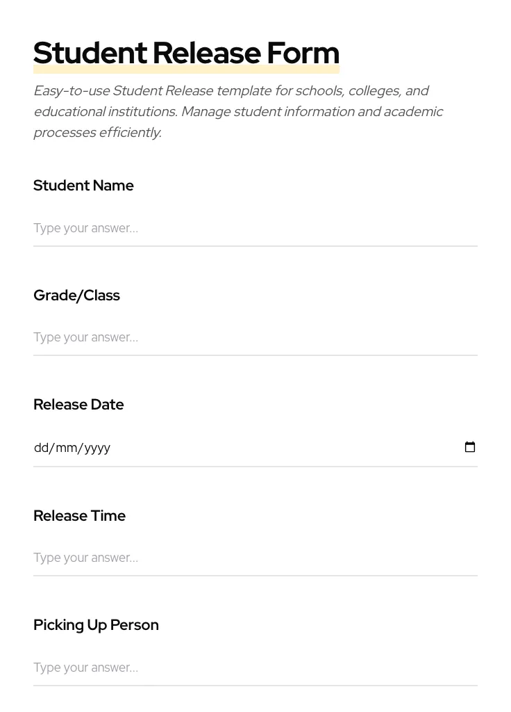 Student Release preview