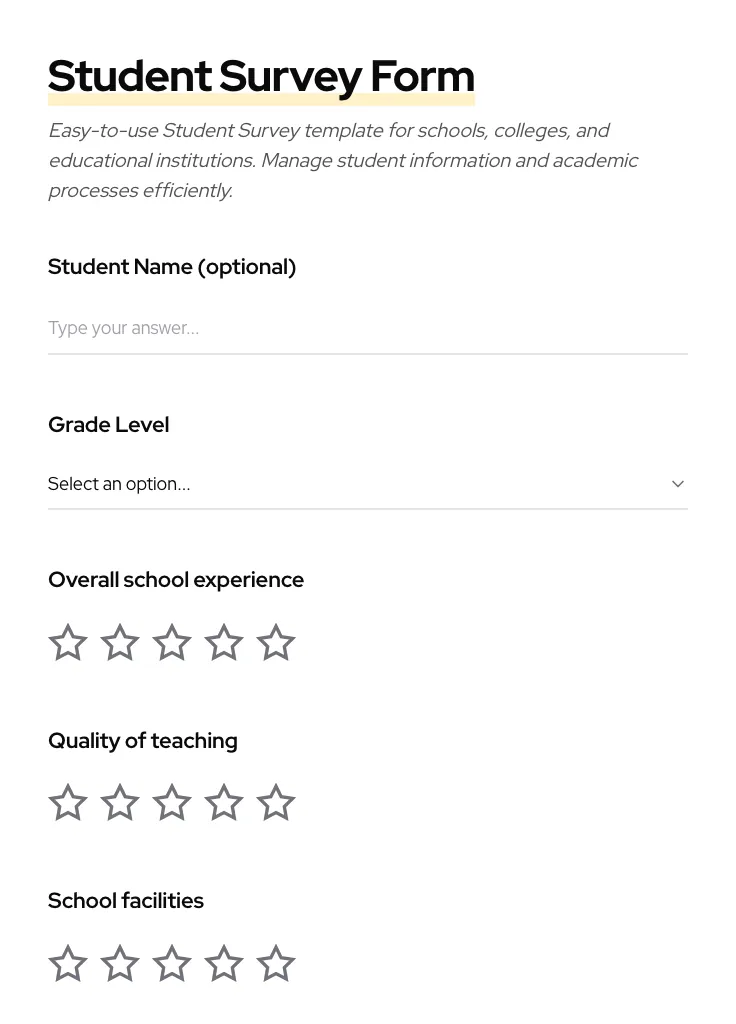 Student Survey preview
