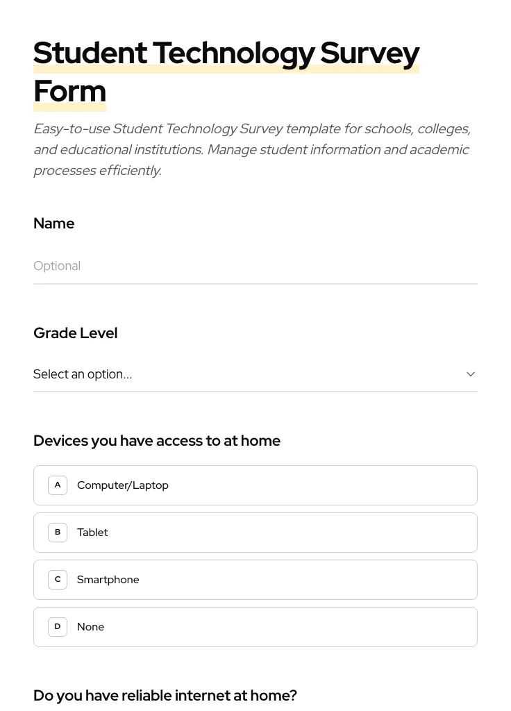 Student Technology Survey preview