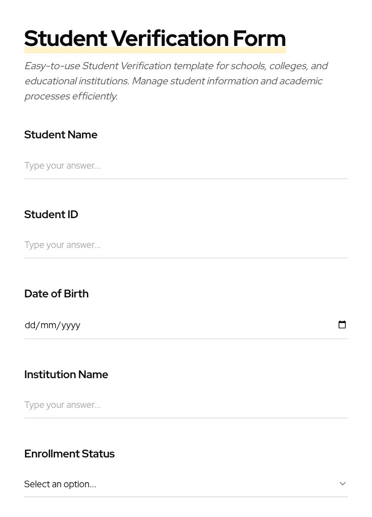Student Verification preview