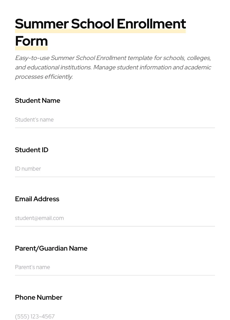 Summer School Enrollment preview