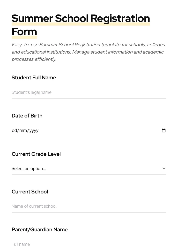 Summer School Registration preview