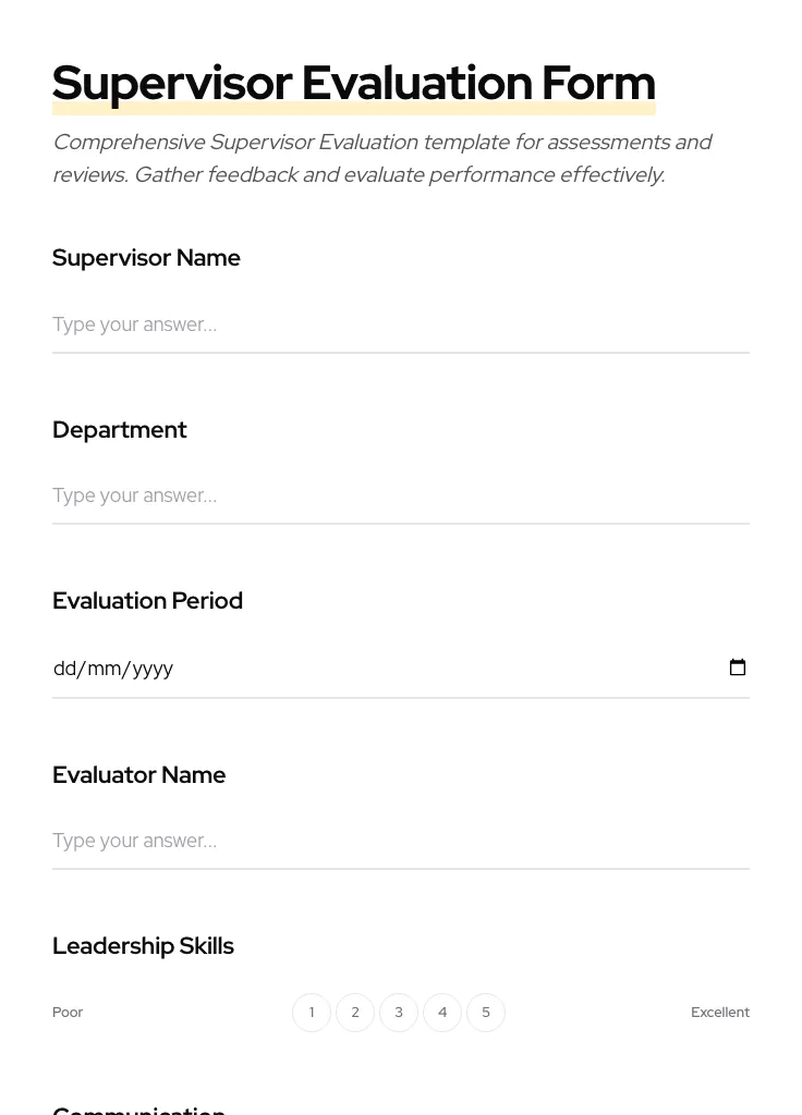 Supervisor Evaluation preview