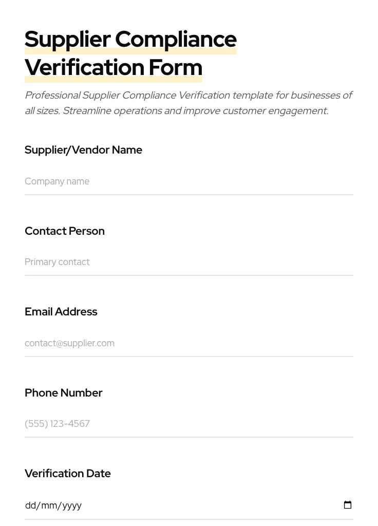 Supplier Compliance Verification preview
