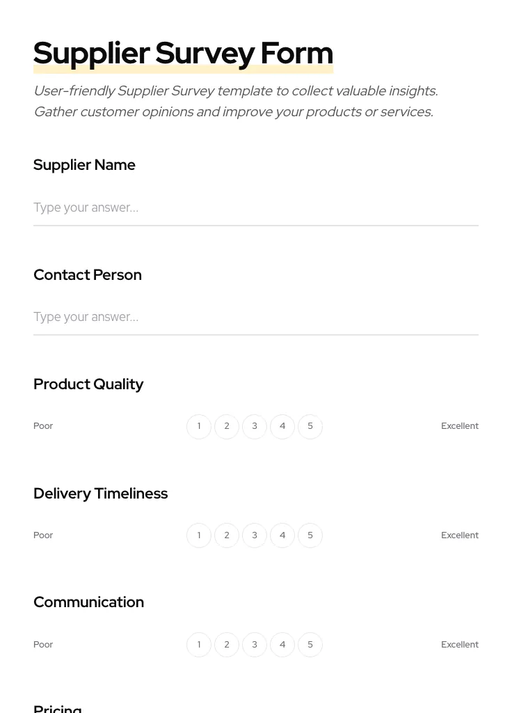 Supplier Survey preview