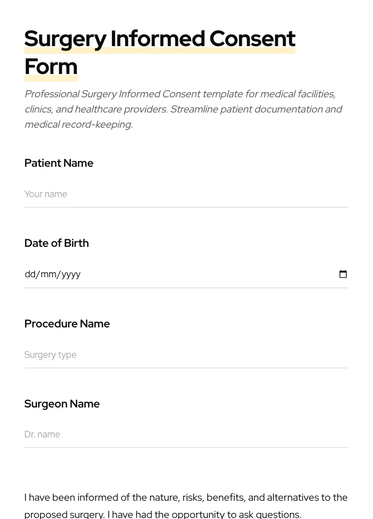 Surgery Informed Consent preview