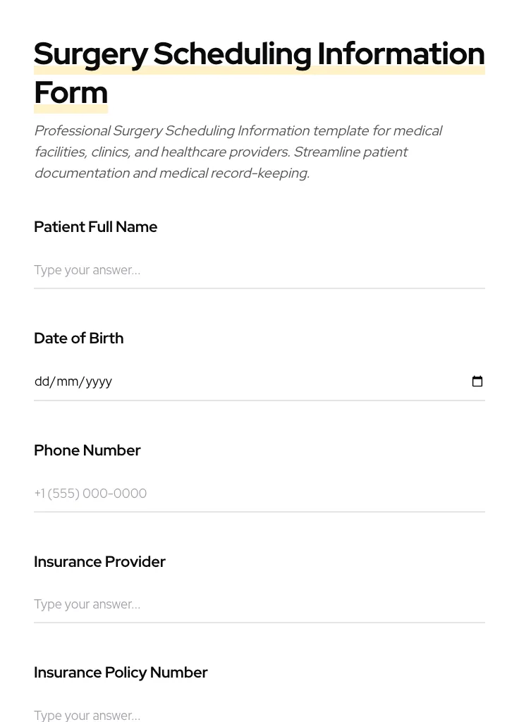 Surgery Scheduling Information preview