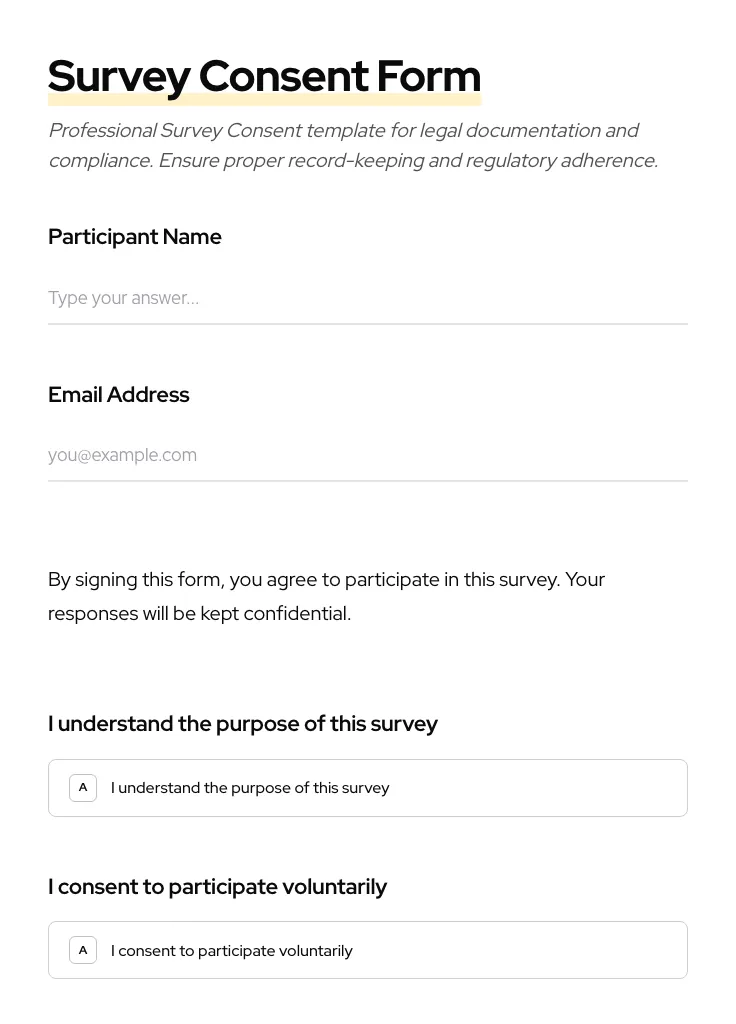 Survey Consent preview