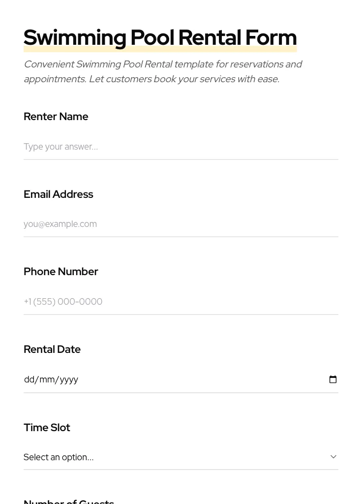 Swimming Pool Rental preview