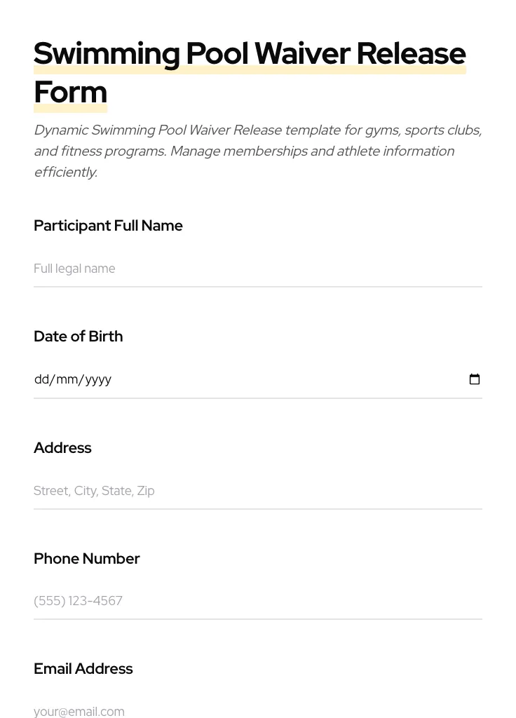 Swimming Pool Waiver Release preview