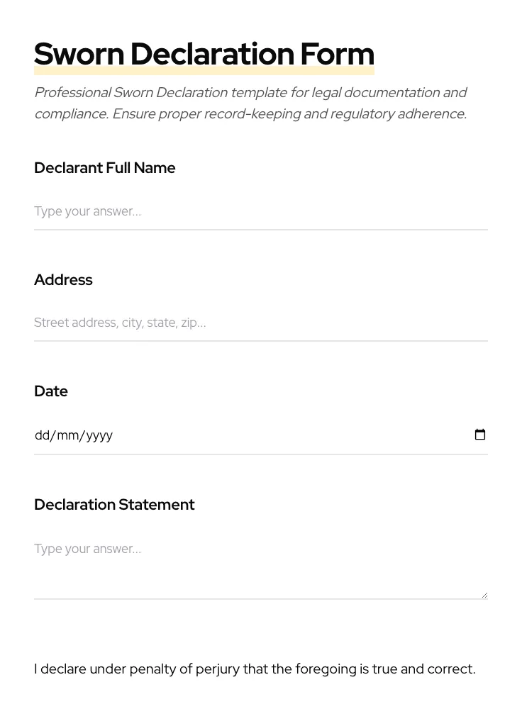 Sworn Declaration preview