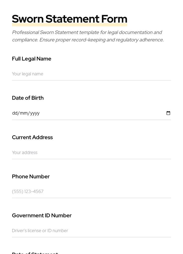 Sworn Statement preview