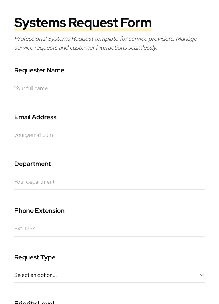 Systems Request preview