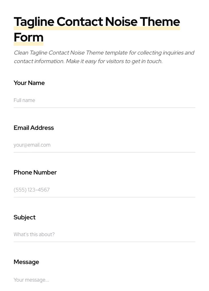 Tagline Contact Noise Theme preview