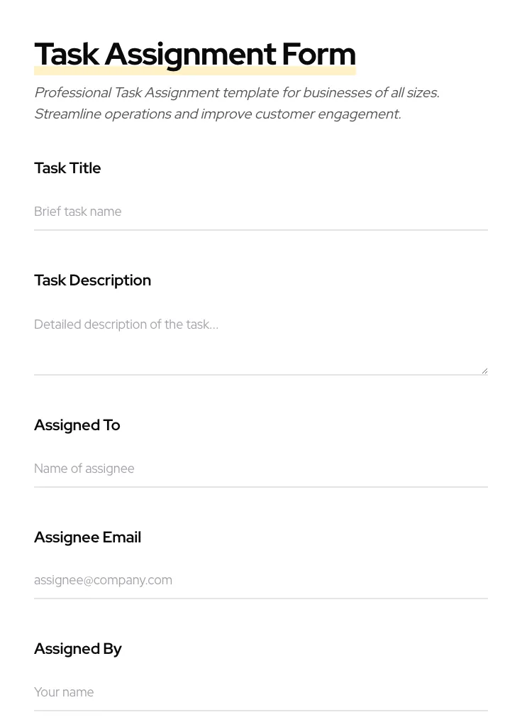Task Assignment preview