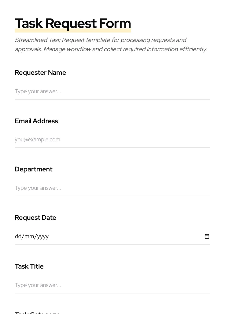 Task Request preview