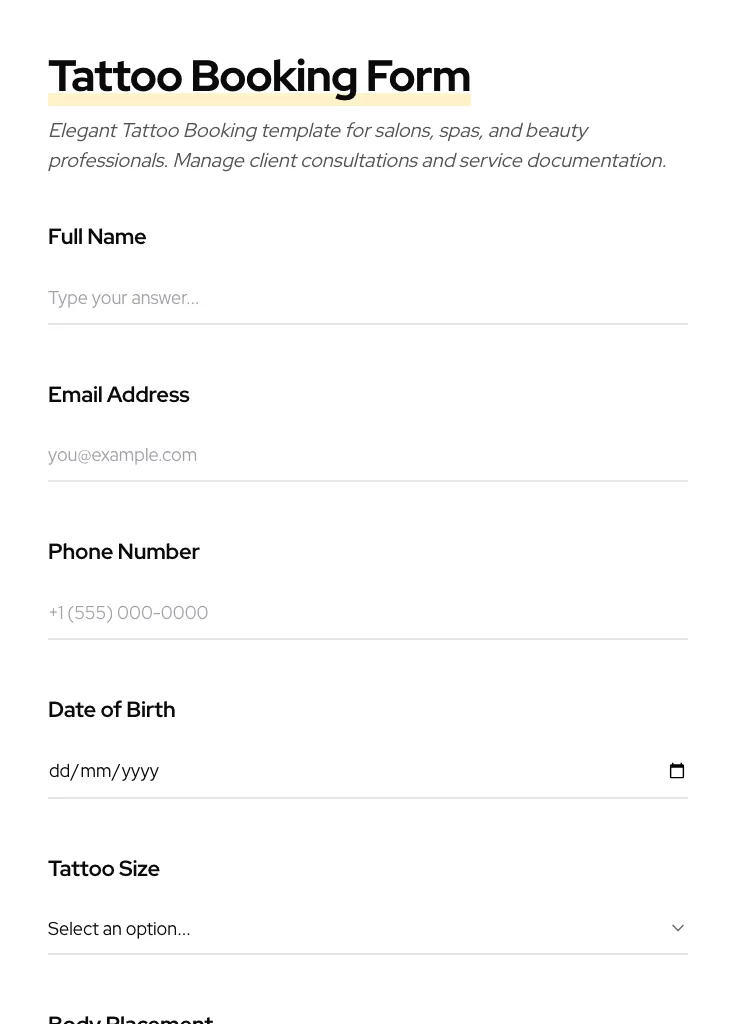 Tattoo Booking preview