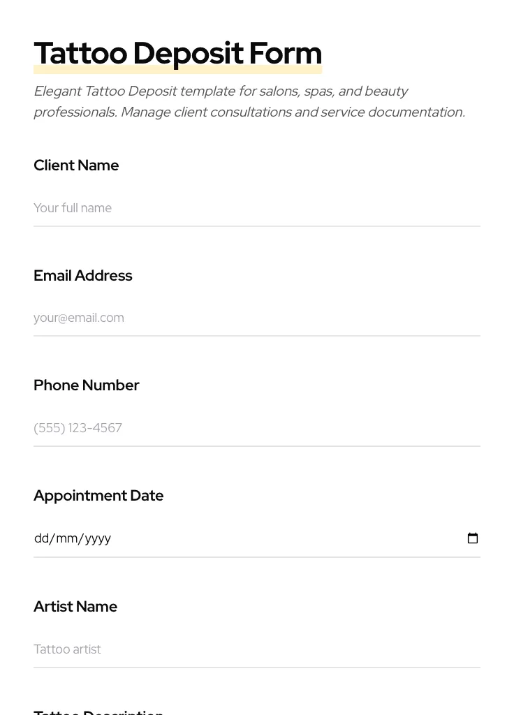 Tattoo Deposit preview